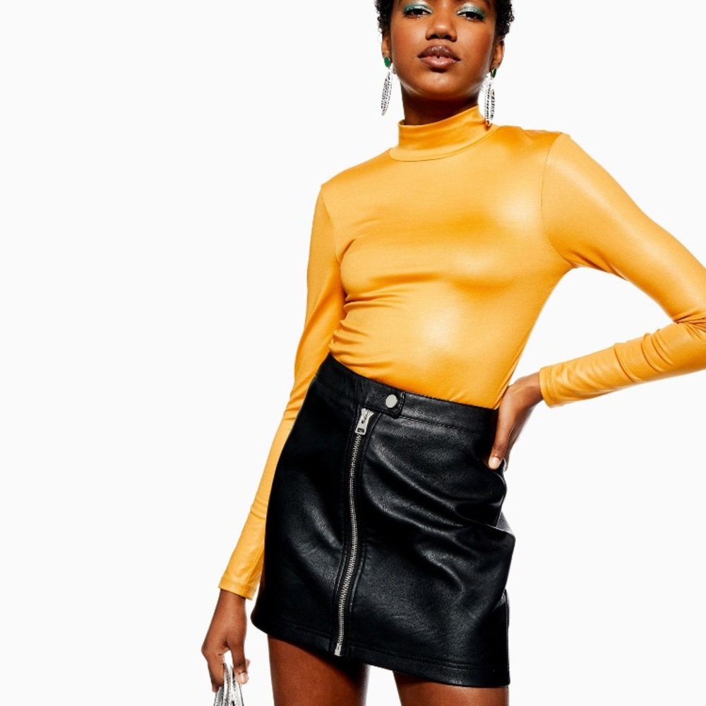 Yellow mock neck top